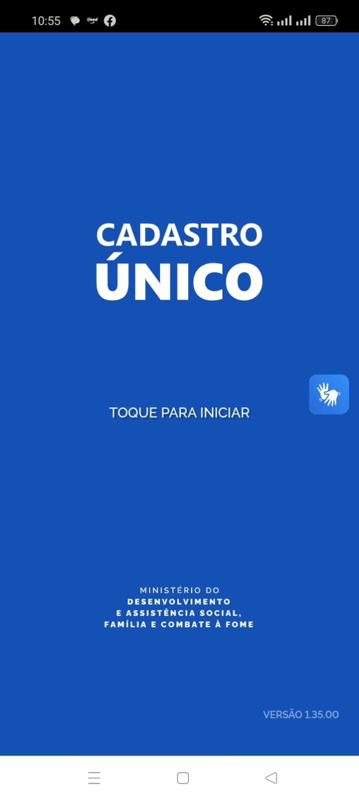 Tela inicial do app Meu CadÚnico