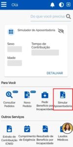 Opção Simular Aposentadoria no Meu INSS